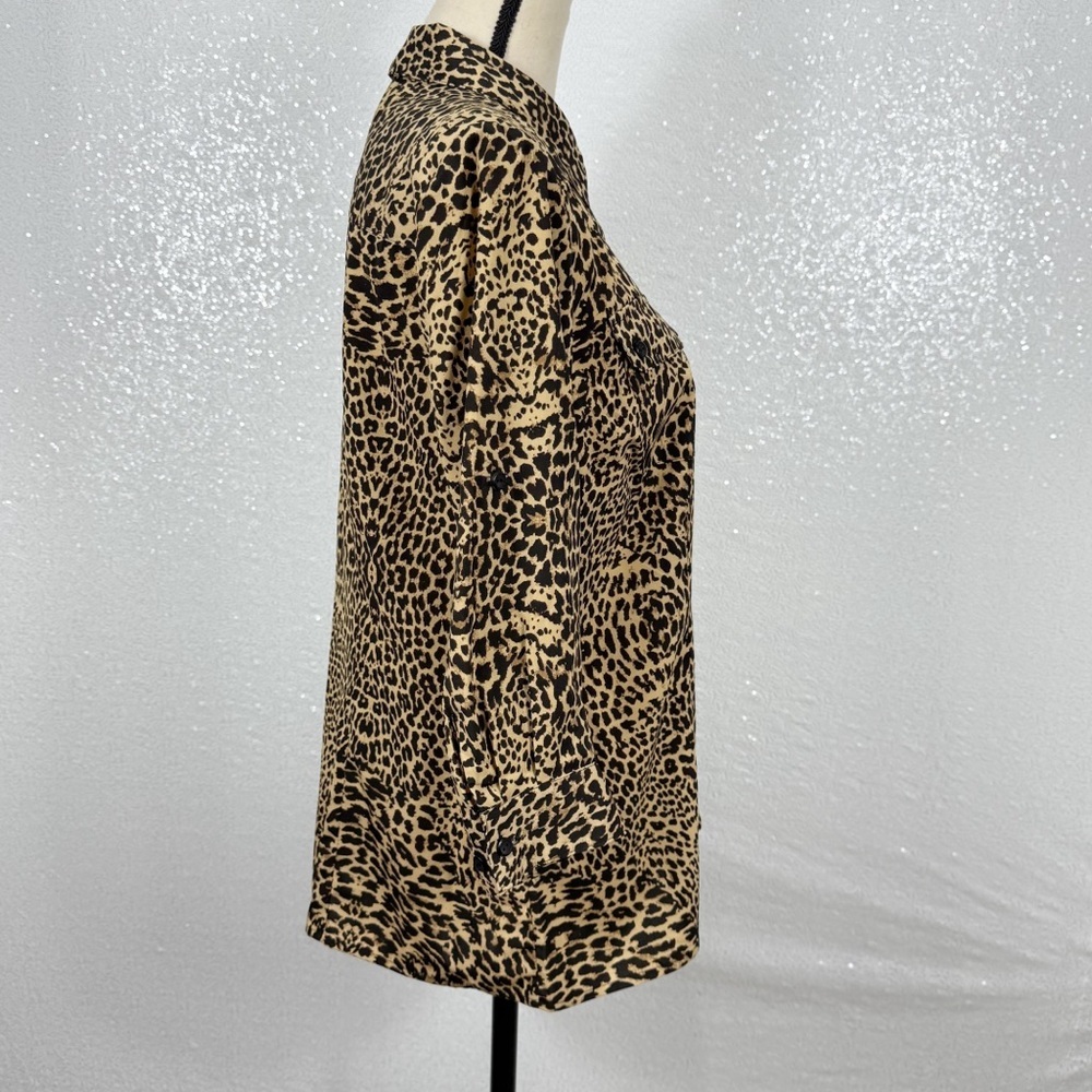 Notations Leopard Print Button-Down Shirt Size Sm… - image 5